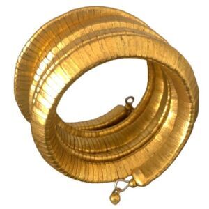 Chico’s Winding Snake Stretch Golden Coil Slinky Serpent Bracelet Gas Pipe NEW
